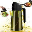 Borrifador de azeite e óleo 2 em 1 em vidro verde de 470ml, com função spray e dosador, ideal para cozinhar, grelhar e temperar alimentos.