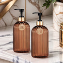 Kit Dispensadores para Sabão Líquido em Vidro Canelado – Elegância e Organização para Banheiro e Cozinha | Mariz Home
