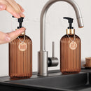 Kit Dispensadores para Sabão Líquido em Vidro Canelado – Elegância e Organização para Banheiro e Cozinha | Mariz Home