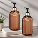 Kit Dispensadores para Sabão Líquido em Vidro Canelado – Elegância e Organização para Banheiro e Cozinha | Mariz Home