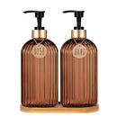 Kit Dispensadores para Sabão Líquido em Vidro Canelado – Elegância e Organização para Banheiro e Cozinha | Mariz Home